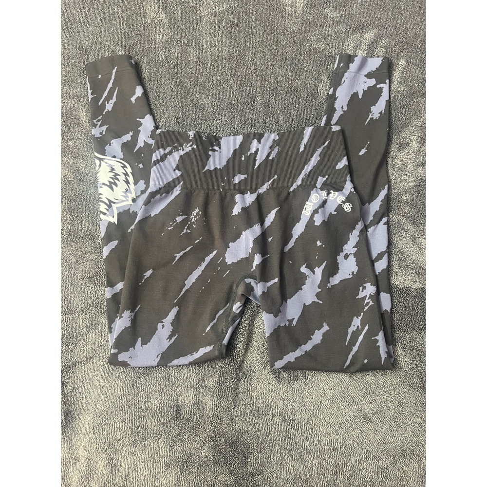 Darc Sport Wolves Seamless Tiger Camo‎ Scrunch Butt Leggings Black Blue Small